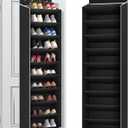 REGELETO 10 Tiers Large Size Over the Door Shoe Organizer Storage, Hanging Shoe Rack for Door with Deep Pockets, Fit 20 Pairs Shoe Organizer Holder for Sneakers and Boots (Black)