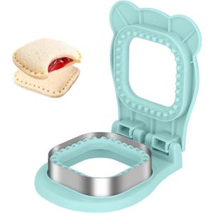 TACGEA Uncrustable Sandwich Cutter Maker  Sandwich Sealer and Cutter for Lunchbox and Breakfast, Square Shape, Light Blue