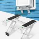 Window Air Conditioner Support Bracket: Heavy Duty Window AC Bracket with 2 Arms, Up to 220 lbs - Universal Fit 5,000 to 24,000 BTU Window Units - Adjustable Crossbar Level Non-Slip Mat