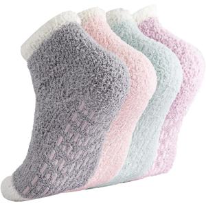 Breslatte Non Slip Hospital Socks with Grips for Women Grip Slipper Socks for Women Gifts (One Size, 4 Pairs 1)