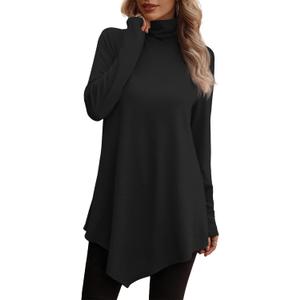 JUSTFASHIONNOW Turtle Neck Shirts for Women Long Sleeve Tunic Tops to Wear with Leggings Dressy Casual Fall Clothes 2025 (Small, B Black) JUSTFASHIONNOW Turtle Neck Shirts for Women Long Sleeve Tunic Tops to Wear with Leggings Dressy Casual Fall Clothes 2025 (Small, B Black)