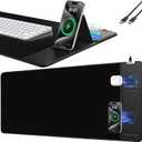 Mouse Pad with Foldable Phone Holder, Wireless Charging Desk Mat, 31.5"x15.8" Large Mousepad with Superior Micro-Weave Cloth, XXL Desk Pad with Non-Slip, Waterproof Keyboard Pad for Home & Office