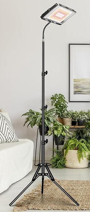 LBW Grow Lights for Indoor Plants, 96 LEDs Full Spectrum Standing Plant Grow Light with 4/8/12H Timer, 6 Dimmable Levels,68" Adjustable Tripod, Floor Grow Lamp for Tall Large Indoor Plants Growing (Black)