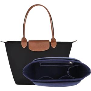 Bag Insert Organizer, purse accessories, Suitable For Longchamp long handle tote organizer (Dark Blue, Mlong handle)