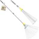 JARDINEER Adjustable Rakes for Leaves, Larger Garden Leaf Rake for Lawns Grass with 7-23" Expandable Head, Yard Collapsible Rake for Camping (64 inches)