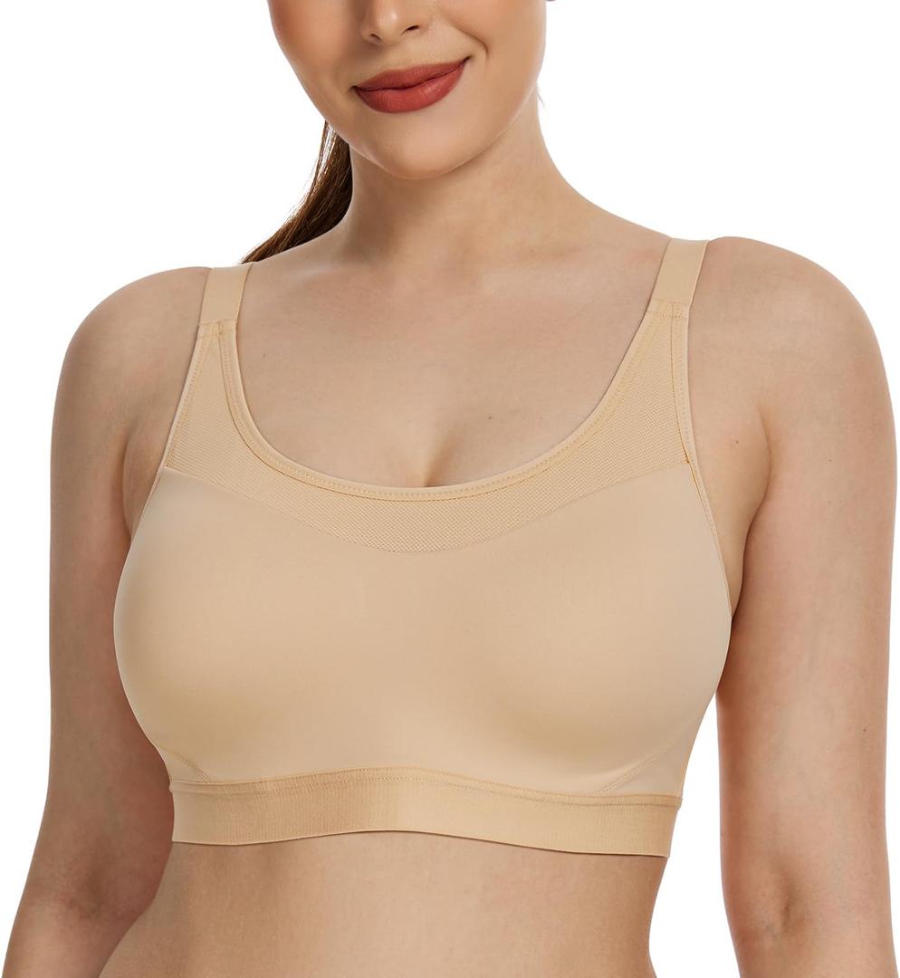 Wingslove High Impact Sports Bra Mesh Breathable Wireless Lightly Padded Workout Bra Racerback High Support for Yoga Gym