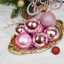 Emopeak 4Pcs Christmas Balls Ornaments for Xmas Christmas Tree - 4 Style Shatterproof Christmas Tree Decorations Hanging Ball for Holiday Wedding Party Decoration (Pink, 4"/10CM)