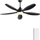 Ohniyou Ceiling Fans with Lights - 52 Inch Black Modern Ceiling Fan with Remote, 3CCT, Quiet Reversible DC Motor for Indoor Outdoor Bedroom Living Room Patio