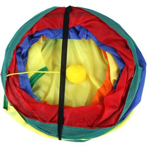Kisangel 1pc Funny Cat Toy Foldable Cat Tunnel Plaything Space-Saving Design Amusing Tunnels for Bored Pets (80x30cm, Multi)