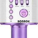 BONAOK Wireless Bluetooth Karaoke Microphone, 3-in-1 Portable Handheld Mic Speaker Machine for All Smartphones, for Girls Boys Kids Adults All Age Q37(Light Purple)