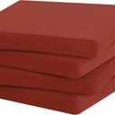 Favoyard Outdoor Chair Cushion Set of 4 Rainproof & Color Fade Resistant 19 x 19 x 2 in Square Corner Patio Furniture Cushions with Waterproof Hidden Zipper Attach Ties for Dining Table Chairs Seats (Red)