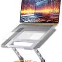 TECKNET Laptop Stand for Desk, 360 Rotating Base, Ergonomic Foldable Computer Stand for Laptop Riser Height Adjustable, Compatible with MacBook Pro, All Laptops 10-17" - Silver