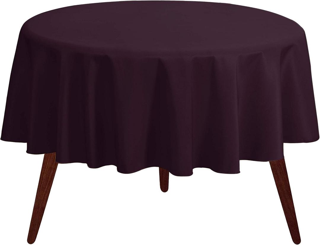 Gee Di Moda Round Tablecloth - 70 Inch Eggplant Round Table Cloth for 24 to 48 Inch Round Tables - Heavy Duty Washable Fabric - for Buffet Table, Holiday Party, Dinner, Wedding & Baby Shower