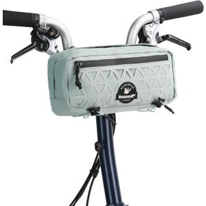 Rhinowalk Handlebar Bag for Brompton Folding Bike & Road Bikes, 1.9L Compact Pouch with Shoulder Strap, 3-Point Mounting, Front Zipper Pocket, Internal Storage for Cycling & Commuting (Duck Egg Blue)