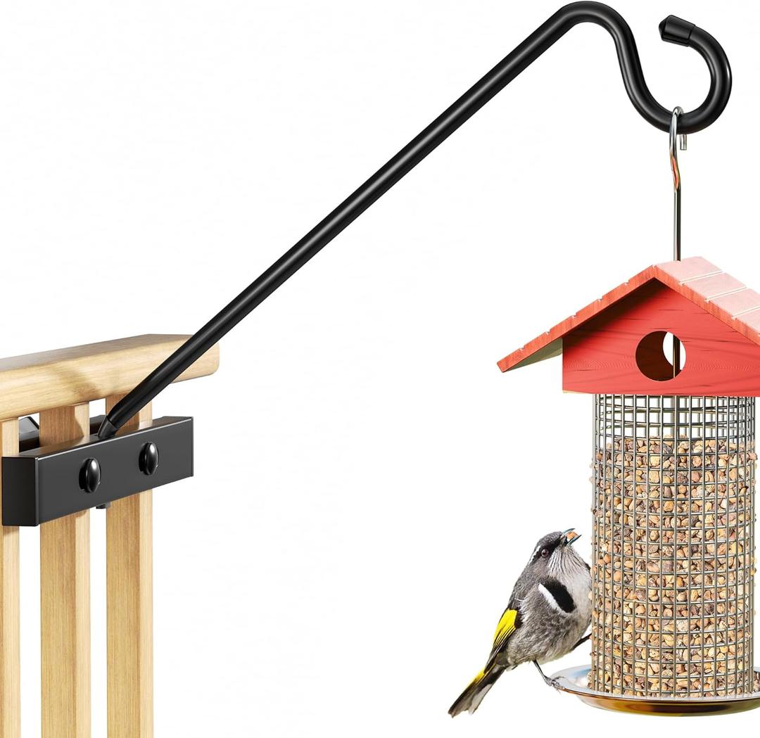 12-Inch Deck Bird Feeder Hanger for Railing, Outdoor Decor Plant Hanger, Balcony Railing Hook - 22LB Capacity - for Hanging Plants, Bird Feeders, Lanterns, Wind Chimes