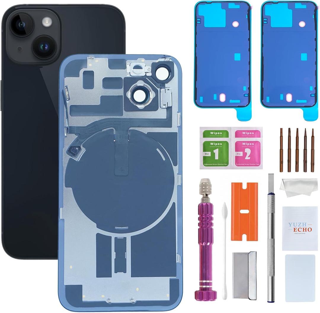 Back Glass Replacement for iPhone 14(6.1 inches Midnight) Integrated Glass & Wireless Charging Repair Tools are Included