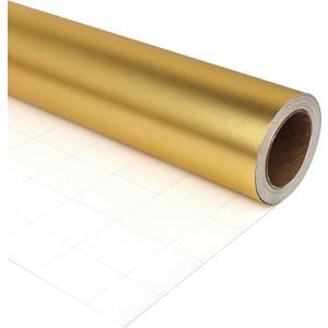 LDGOOAEL Mini Short Small Christmas Wrapping Paper Roll (17 inches X 32.8 feet) - Matte Gold for Holiday, Birthday, Wedding, Baby Shower