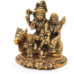 Shiva Family Made of Metal Shiv Parivar Parvati Ganesha Kartik Idol Statue Traditional Figurine for Home Office Temple Puja Decoration Gift (4 Inch)