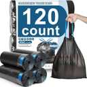 120 Count-4 Gallon Trash Bags Drawstring, Black Small Garbage Bags, JUKFITA Unscented Trash Can Liners, Strong Wastebasket Liner for Bathroom Toilet Office Bedroom