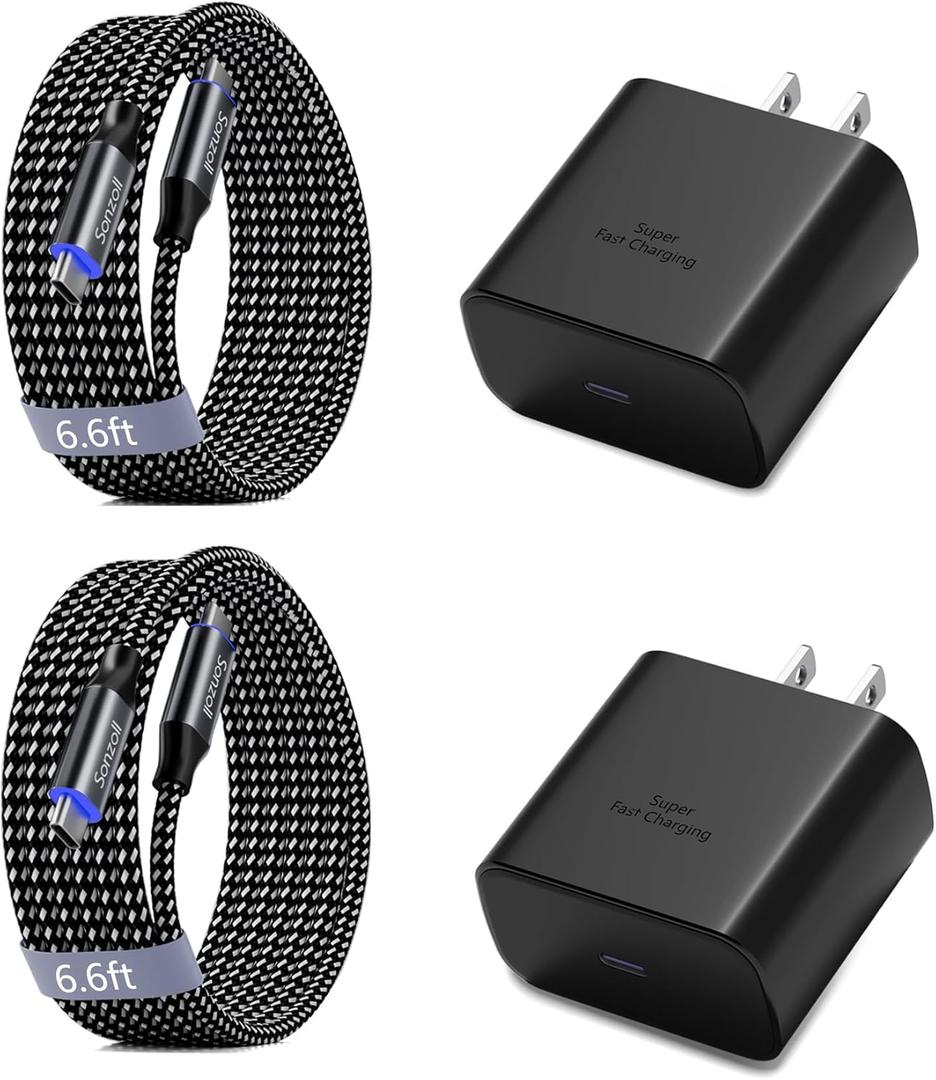 iPhone 16 Pro Max Charger Fast Charging, 2 Pack 45W USB C Super Fast Charger Block &6.6FT Long Type C Charger Cable Cord for iPhone 16/16 Plus/16 Pro/16 Pro Max/15/15 Plus/15 Pro/15 Pro Max, iPad Pro