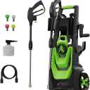 Electric Pressure Washer 1700PSI Power Washer With Hose Reel, Foam Cannon, Green