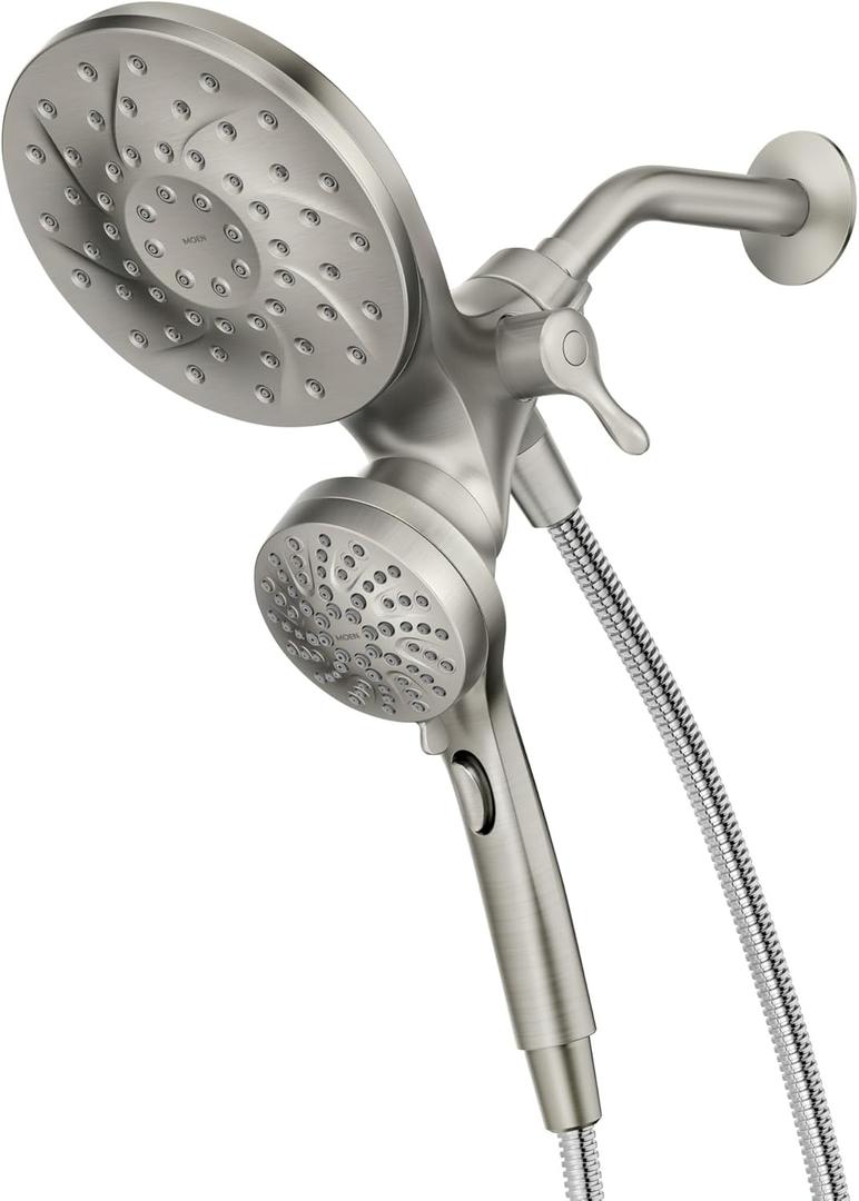 Moen Engage Magnetix 2-in-1 Combo Rain Showerhead with Detachable Handheld Shower Spray, Featuring Magnetic Docking System, Spot Resist Brushed Nickel, 26009SRN