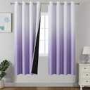 Estelar Textiler Lilac and Greyish White Ombre Blackout Curtains 72 Inch Length 2 Panels Set for Living Room, Room Darkening Thermal Insulated Gradient Drapes for Bedroom, 52x72 Inches