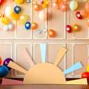 25.6'' x 47.2'' Here Comes the Son Baby Shower Decoration Boho Here Comes the Sun Backdrop First Trip Around the Sun Hollow Core Board with Instruction Stand Photo Background(Warm Colors)