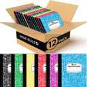 12 Pack Bulk Composition Notebook Wide Ruled, 200 Pages (100 Sheets), 9-3/4 x 7-1/2", Hard Cover Wide Ruled Notebook Bulk, Assorted Colors Composition Notebook For School, Colors May Repeat
