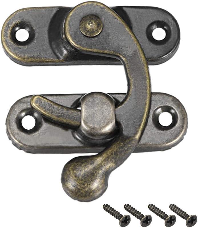 uxcell Vintage Lock Clasp Right Latch Hook Hasp 42mm x 37mm Swing Arm Latch Plated Bronze, 5 Pcs W Screws