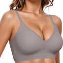 Vertvie Women Wireless Bras with Support Lift Full Coverage Push Up Plus Size Sport Bra Seamless Molded Cup Padded Tshirt Bra L
