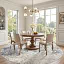 DMOYEST 10ft Round Area Rug Living Room Rugs - 10x10 Washable Circle Rug Large Soft Indoor Neutral Modern Abstract Low Pile Carpet for Bedroom Dining Room Farmhouse Home Office - Beige Blue