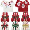 Gilprop 18 Pcs Christmas Bath Towels Set, 6 Bath Towels & 6 Hand Towel & 6 Wash Cloths Santa Claus Snowman Embroidered Absorbent Towel for Xmas Home Bathroom Kitchen Holiday Decor