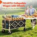 Collapsible Wagon with Wheels, 360LBS Tool-Free Black Folding Cart