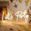 Let's Party Neon Signs for Backdrop, Neon Light Sign for Wall Decor, HDJSIGN LED Neon Sign for Birthday Bachelorettle Wedding Parties Bar, USB Powered Lets Party Neon Light