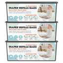 Diaper Pail Refills Bags with 30 Bags Compatible with Genie Easy Roll Signature and Platinum Diaper Pails, 7-Layer Odor-Barrier Technology, 3 Pack (90 Bag)