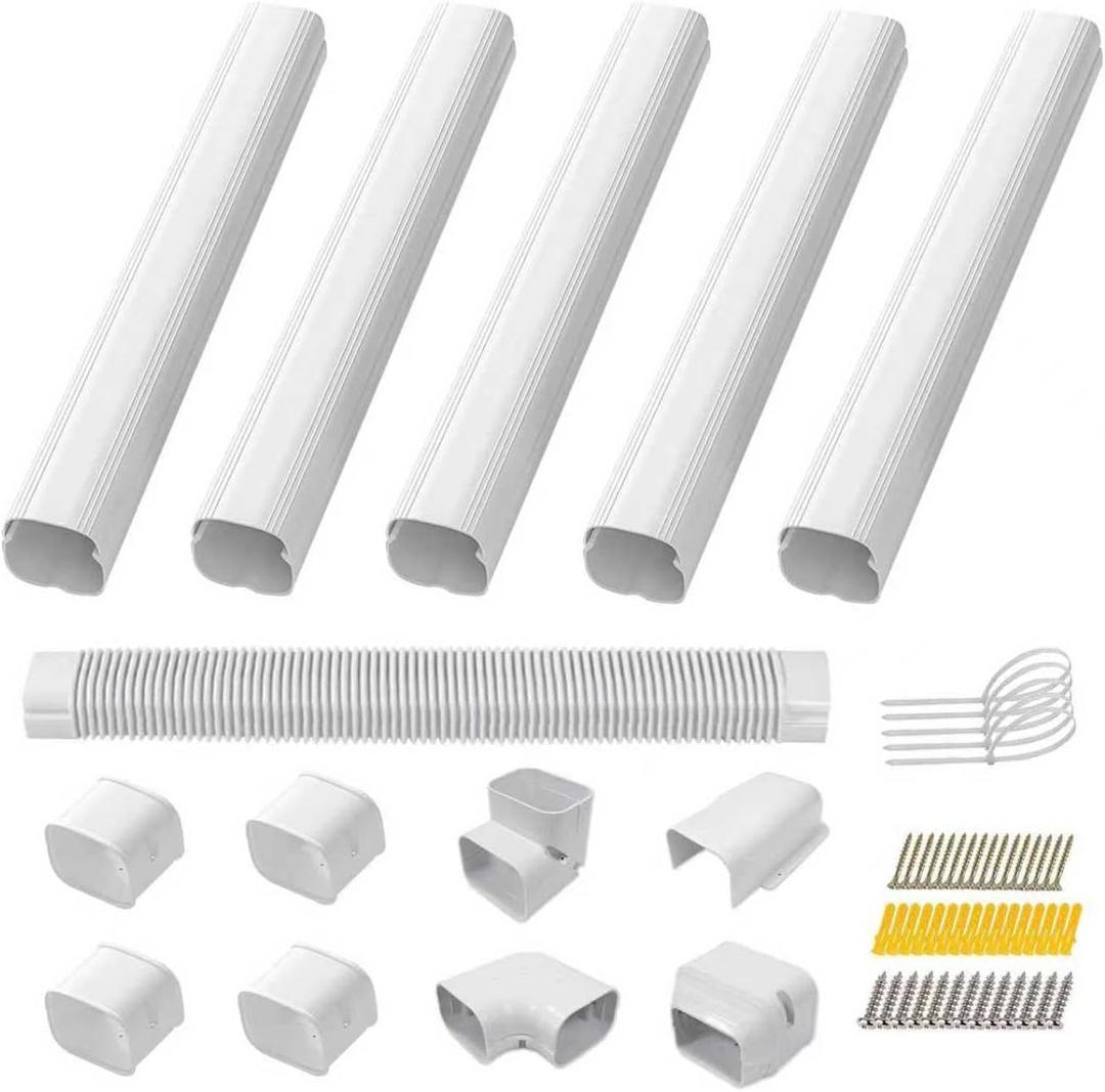 3'' 10 Ft Mini Split Line Set Cover, Decorative PVC Pipe Cover, Outside Line Set Cover Kit for Mini Split Air Conditioner, Heat Pump and Central AC