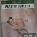 Lullaby 120PCS Gold Plastic Silverware, Gold Disposable Cutlery with Wood Grain Handle Include 40 Forks, 40 Spoons, 40 Knives, Elegant Disposable Silverware for Wedding, Party, Gathering, Daily Use