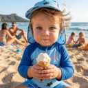 WYTbaby Baby Boy Rash Guard Swimsuit Set with Sun Hat, Long Sleeve One Piece Zipper Sunsuit for Infant Toddler, 100
