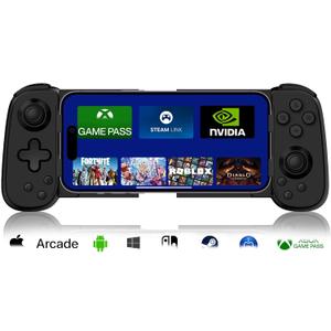 arVin Mobile Gaming Controller for iPhone 16/15/14/iPad/Android Phone/Tablet/Switch, PS Remote Player Gamepad for PS5/PS4/Xbox/PC, Wireless Joystick Play Cloud Gaming, Arcade Mfi Games, CODM, Roblox (Standard Version(D6), Black)
