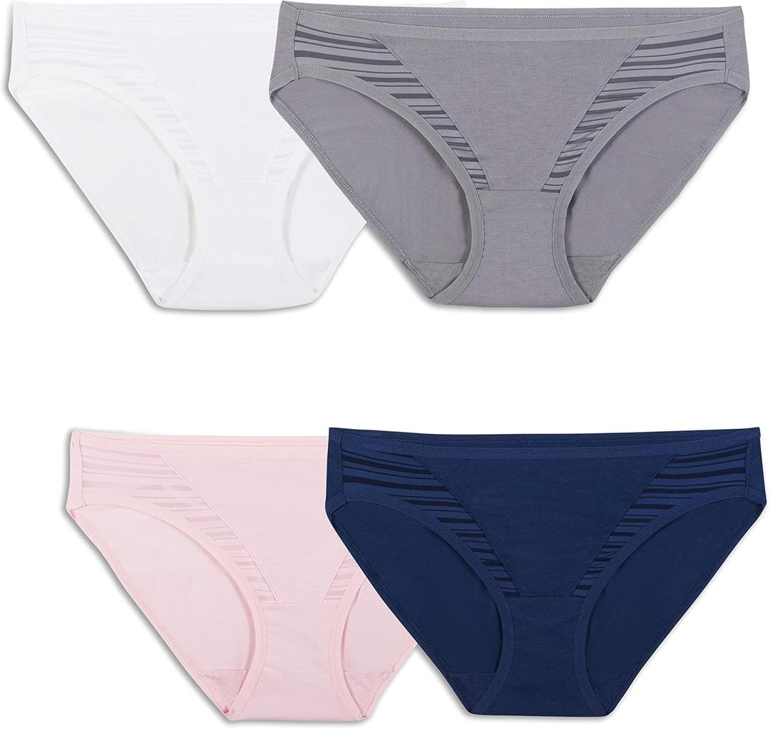Fruit of the Loom Women's Breathable Underwear, Moisture Wicking Keeps You Cool & Comfortable (5, Coolblend - Bikini - 4 Pack - Colors May Vary)