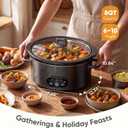 NEWBULIG Slow Cooker 8 Quart, Large Slow Cooker, Ceramic Nonstick Coating, 3 Adjustable Temp Multi Cookers with Dishwasher Safe Stoneware Pot & Tempered Glass Lid, 35in Tangle Free Cord Wrap, Black