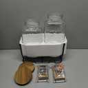 mustry Glass Drink Dispenser for Parties, 1 Gallon Beverage Dispenser with Stand and Spigot Solid Stainless Steel, Used as Lemonade Dispenser Sun Tea Jar Kombucha Jar, Set of 2