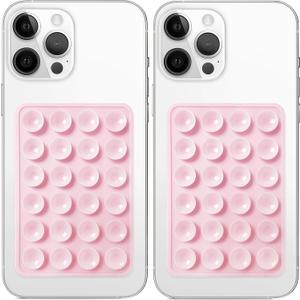 Anteel 2 Pack Silicone Suction Phone Case Mount, Non Slip Sticky Grip for Cellphone, Silicon Adhesive Suction Cup Mount, Strong Grip Holder for Selfies and Videos (Light Pink)