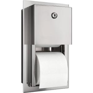 Recessed Commercial Toilet Paper Dispenser, 2 Roll Stainless Steel Toilet Paper Holder. Wall Mount, Locking Tissue Dispensers for Bathroom/Restroom