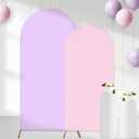 2Pcs Arch Backdrop Covers Purple & Pink (7.2ft+6ft), Spandex Fitted Arch Stand Covers Background with Zipper for Wedding Baby Shower Birthday Bridal Shower Party Decorations(Only Cover)
