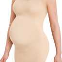 LANCS Seamless Maternity Dress Sleeveless Bodycon Dress Pregnancy Shapewear for Baby Shower Dress Maternity Clothes for Women (Small, Beige)