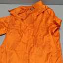 ZEROYAA Men's Hipster Shiny Silk Satin Shirt Regular Fit Short Sleeve Casual Button Down Dress Shirts for Summer Party (Medium, Orange)
