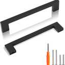 Cabinet Pulls Matte Black Cabinet Handles Square Drawer Pulls, 5 Pack 6-1/4 Inch 160mm Hole Centers Stainless Steel Kitchen Door Cupboard Cabinet Handles, Drawer Hardware Handles