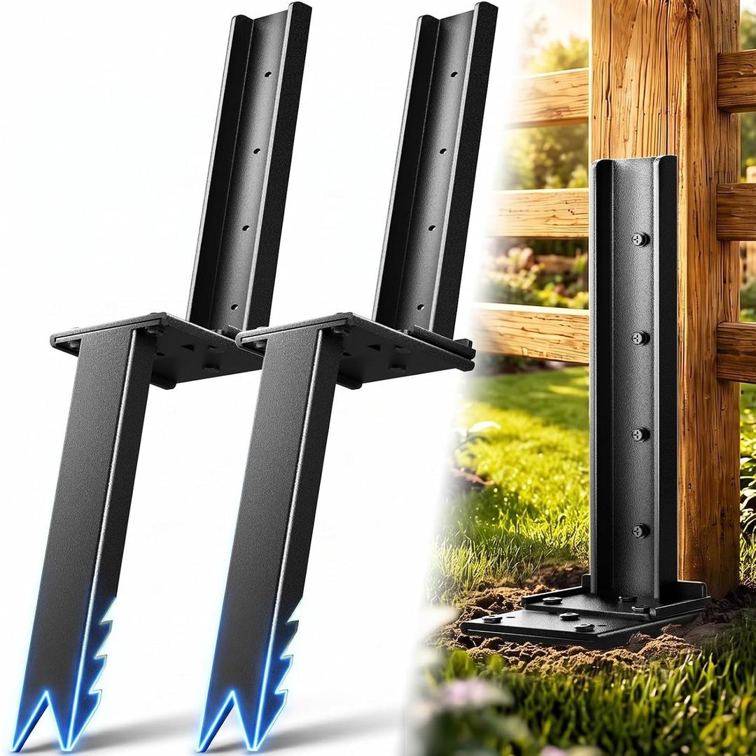 VANCASTLE Fence Post Repair Kit Adjustable, 2-Pack，Easy to Install, Black